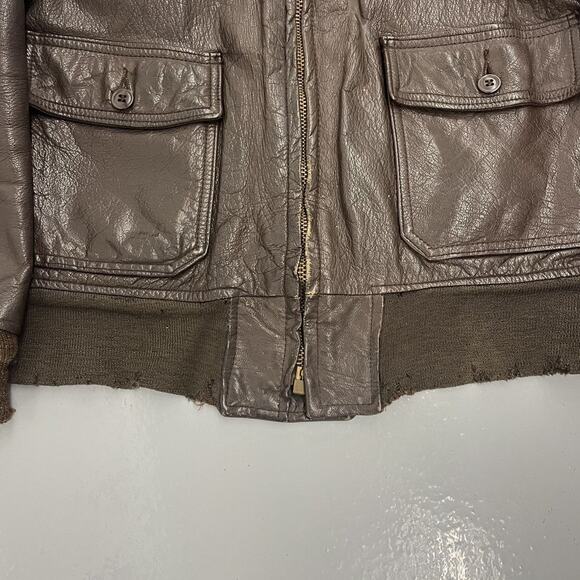 Vintage 60s USN Type G-1 Brown Leather Bomber Flight Jacket - Picture 3 of 6